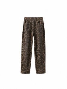 Leopard Print dżinsy Kobiety wysoko w pasie Vintage szerokie nogi dżinsowe spodnie 2024 NOWOŚĆ Streetwear Fi Retro Casual Y2K Baggy dżinsy S2tl#