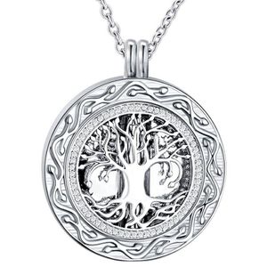 Tree of Life Round Cremation Urn Necklace - Cremation Jewelry Ashes Memorial Keepsake Pendant - Tratt Kit ingår258C