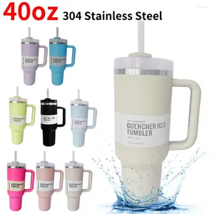 Tumblers SL 40oz Cup Quengher H2.0 Tumbler With Handle Straw Vacuum Insulated Termos Double Wall Stainless Steel Outdoor Car Mug