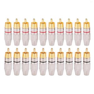 BOILS 20 PCS RCA Plug Audio Video Locking Connector de cabo Gold Batled Gold