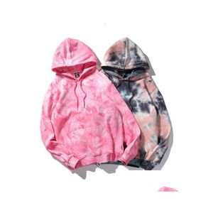 Herrtröjor tröjor herrar 3 färger överdimensionerade tie-dye män hoodie tröja manliga kvinnliga par streetwear bomull långärmad d dhou5