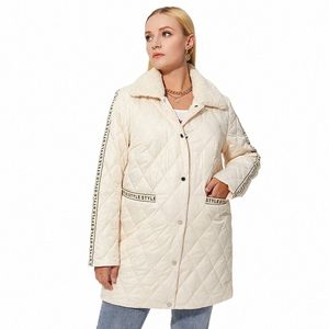 astrid 2022 New Women's Autumn Quilted Jacket with Fur Zipper Letter Print White Lg Coat Women Parkas Plus size Outerwear Tops n7A1#