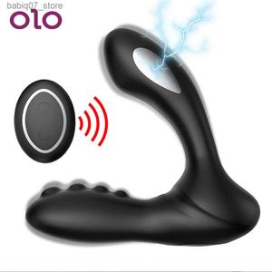 Andra massageföremål olo anal dildo vibrator anal skinkplugg stimulator elektrisk chock prostata massager 8-växlad sexleksak Q240329