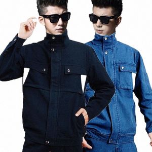 Terno de soldagem Roupas de Trabalho Jaqueta Jeans Homens Mulheres Durável Mecânica Anti-faísca Uniforme Auto Factory Repair Workshop Coverall z6Bn #