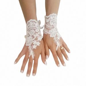 guantes Fingerl Gloves Novias Women's Lace Gloves Wedding Accories Transparent Vintage Bride White Accory Mittens 24wd#