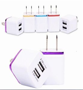 Metal Dual USB wall Charger US EU Plug 21A AC Power Adapter two 2 port for Iphone Samsung Galaxy Note LG Tablet Ipad9918981
