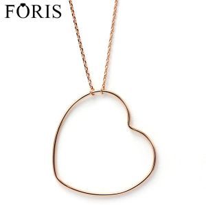 Halsketten Foris Modeschmuck Hochwertige rosafarge Goldfarbe Big Love Heart Halskette für Frauen Best Weihnachtsgeschenk PN034