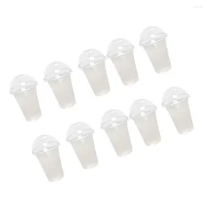 Copas descartáveis falhas 100 PCs Ice Cream Dome Tampas de café Milk Tea Leite Clear Suco com