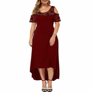 Plus Size Women Dr High midjependlare Style Kvinnlig DR Kort ärm Oregelbunden hem Dr Vintage X80K#