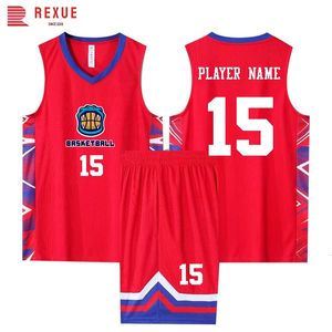 Mens Basketball Jersey Outfit Set Custom Style High Quality Kids Training Uniform Su 2 Piece Sportswear 240325