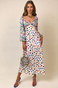 Casual Dresses 2024 Fashion RIXO Dress Colorful Printed Skirt High Quality Designer Needle And Thread Handmade Long