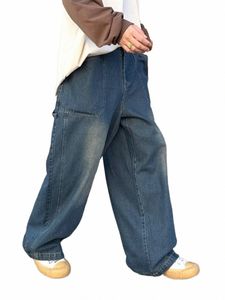 new Streetwear Oversize Jeans Cargo Pants Loose Wide Leg Pants Solid Color Japanese Harajuku Casual Denim Pants Plus Size 5xl D0yI#