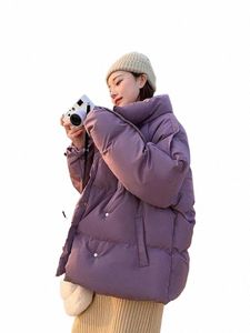 women Simple Warm Winter Cott Coat Solid Casual Loose Single Breasted Outerwear 2023 Student Bread Short Jacket Fi Thick m4pT#