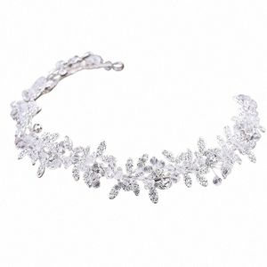 hot Sale Ladies Sier Color Crystal Bridal Wedding Tiara Accories Fr Pearl Crystal Chain Headband Hair Clip Comb Jewelry a4hV#