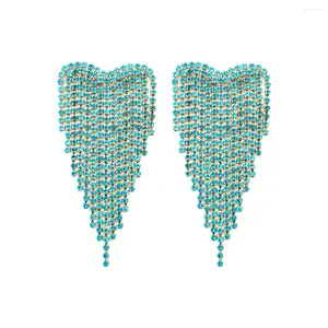Kolczyki Dangle Dvacaman Fashion Long Tassel Rhinestone Love Heart Drop For Women Kolorowa biżuteria Crystal Party