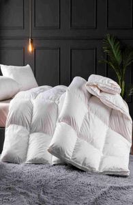 Luxus-Bettwäsche-Bettbezug, weiße Gänsedaunen, ganzjährig wärmende, gesteppte Bettdecke, Twin-Full-Queen-Size-Größe 7043865