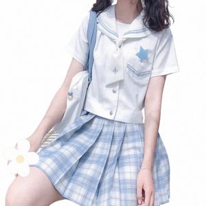 Sweet Girl Plaid School Uniform Japanese Style Student Cosplay Costumes Sweet Girls JK Uniforms Classic Lolita Shirtskirt Set G9qv#