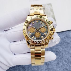 Orologio meccanico da uomo in acciaio inossidabile con quadrante a conchiglia da 40 mm con diamanti, cinturino in caucciù, orologio da polso casual alla moda247B