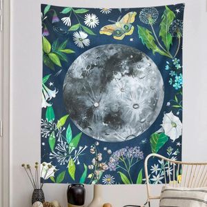 Tapestries Moon Phase Tapestry Wall Hanging Plant Leaves Flower Butterfly Boho Decor Decoration DormHome Art Deco