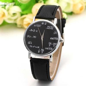 Wristwatches Womens Mens Fashion Clock Math Formula Formula Dial Faux Leather Leather Enhote Quartz Wrist Watch Usisex 24329