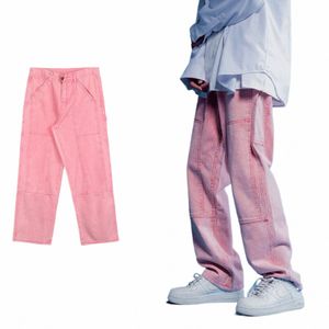 men's Y2K Oversized Clothes 5XL Vintage Pink Jeans Baggy Harajuku Casual Cargo Denim Wide Leg Pants Cott Korean Men's Trousers I8YN#