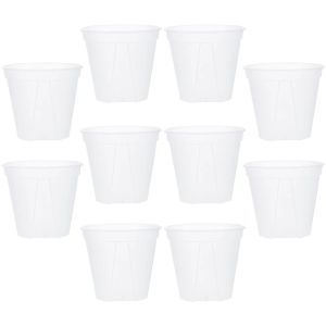 Planters 10 st plastplantor Transparent blomkruka Klar krukor Växter Flowerpot Nursery Flowers White