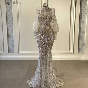 Urban Sexy Dresses Luxury Dubai Mermaid Evening Long Sleeve Elegant High Neck Arabic Prom Formal Dress for Women Wedding Bridal Party SS423 yq240329