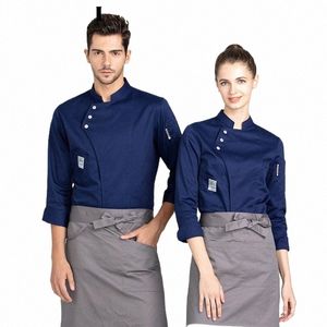 LG Manga Chef Roupas Uniforme Restaurante Cozinha Cozinhar Casaco Homens Garçom Jaqueta de Trabalho Hotel Profial Cook Macacão d14R #