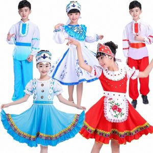 Klassiska kvinnor flickor traditionella ryska natiala kostym modern scen pojke kinesisk dansdräkt princial barn parti dr 97ik#