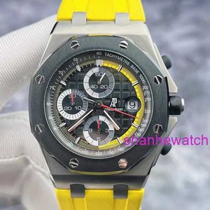 Ap Sports Wrist Watch Royal Oak Offshore Series 26207io Watch Edition Limited Titanium preto e amarelo Tempo 42mm Relógio mecânico automático