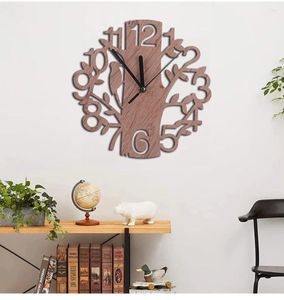 Relógios de parede Design moderno Nordic Relógio criativo oco pássaros de madeira silencioso quartzo agulha para decorações de sala de estar