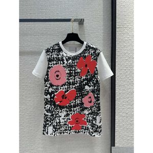 Mulheres T-shirt Marca Mesmo Estilo 2024 Nova Primavera Verão O Pescoço Manga Curta Moda Milan Runway Designer Tops 0329-2 Drop Delivery App Dhdb5