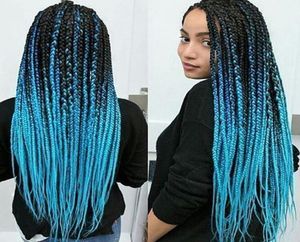 Whole Ombre Sky Blue Braided Hair Kanekalon Jumbo Braiding Hair Synthetic Crochet Braids Hair Extension Folded 24 Inch 18120665