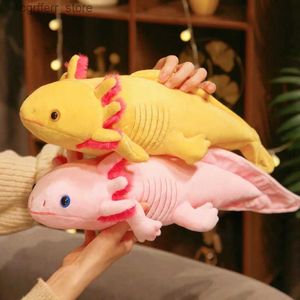 Stuffed Plush Animals 4 Color Cute Axolotl Stuffed Plush Toy Real Life Simulation Ambystoma Mexicanum Dinosaur Animal Model Plush Doll For Gift240327