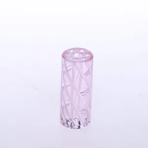 5pcs/box In Stock 7 Holes Pink Screw Line Model Smoking Glass Filter Tips/Glass Smoke Tip with Holes For Smoking Accessories