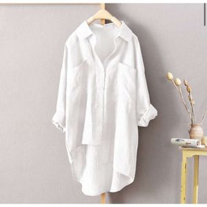 Womens Casual New Solid Color Shirt Autumn Cotton and Linen Cardigan Double Pocket Long Sleeve Top 7 Colors 8 SizesHZTD