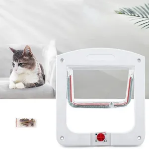 Porta porta-gatos de 4 vias com trava para animais de estimação Acesso seguro e conveniente para a casa de seus animais de estimação O perfeito