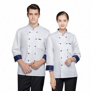 Jaqueta de cozinheiro de manga LG Restaurante Cozinha Cozinha Uniforme Hotel Profial Cook Roupas Padaria Garçom Workwear Camisa H6EL #