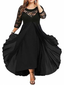 2023 Fi Summer Dr Female Lace Patchwork See Through Sexy Elegant and Pretty Women's Dres Plus Size Women Clothing w5v5#