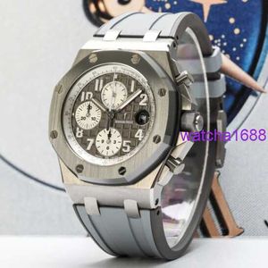 Güzel AP kol saati 26470 Royal Oak Offshore 42 Gauge Titanyum Metal Gri Yüz Zamanlama Tarihi Ekran Otomatik Mekanik Erkek Saat Seti