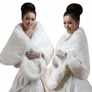 white Faux Fur Wrap Stole Shawl Cape Bridal Wedding Shrug Stole Warm Jacke 20zy#