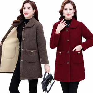 autumn Winter Jacket Parkas Women Faux lamb Wool Coat Middle-aged Mother Cott Clothes Female Lg Outerwear Casual Tops 6XL J12U#
