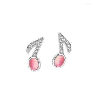 Studörhängen Autentisk 925 Sterling Silver Earring Simple Musical Note Crystal for Women Girl Wedding Party Jewelry Gift