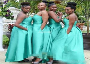 Arabic Style Teal Bridesmaid Dresses With Pockets Turquoise Satin Plus Size 2016 Negerian African Wedding Guest Maid of Honor Part9654940
