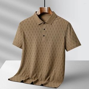 Herren-Polohemd, leichtes Business-Kurzarm-Poloshirt, 2024 Sommer-Eisseide, einfarbig, schlichtes, lässiges All-Match-High-End-T-Shirt