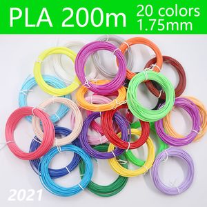 Filamento 1,75 mm para caneta 3D 20/30 cores cores brilhantes filamentos abs/ pla/ pcl sem cheiro de segurança plástico 3d impressão filamento