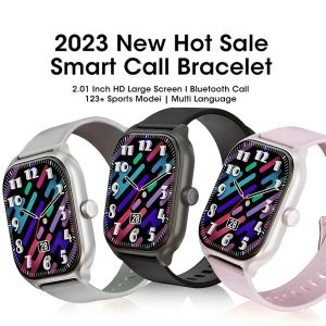 2024 novas mulheres botão rotativo smartwatch 100 + funções esportivas 2.01 Polegada bluetooth relógio inteligente adequado para xiaomi huawei samsung