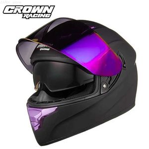 Caschi moto Casco integrale da strada per moto Crown da corsa con 2 accessori colorati o DOT monocromatico ECEL204