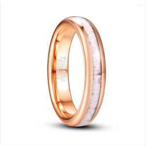 Pierścienie ślubne Nuncad 4 mm biały marmurowy elektryczny Rose Gold Tungsten Steel Ring Biżuteria 299V