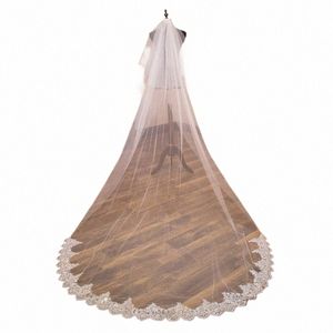 real Photo Cathedral Lg Lace Applique 2 Layer Wedding Veil With Face Cover Blusher Luxurious Bridal Veils Wedding Accories 018P#